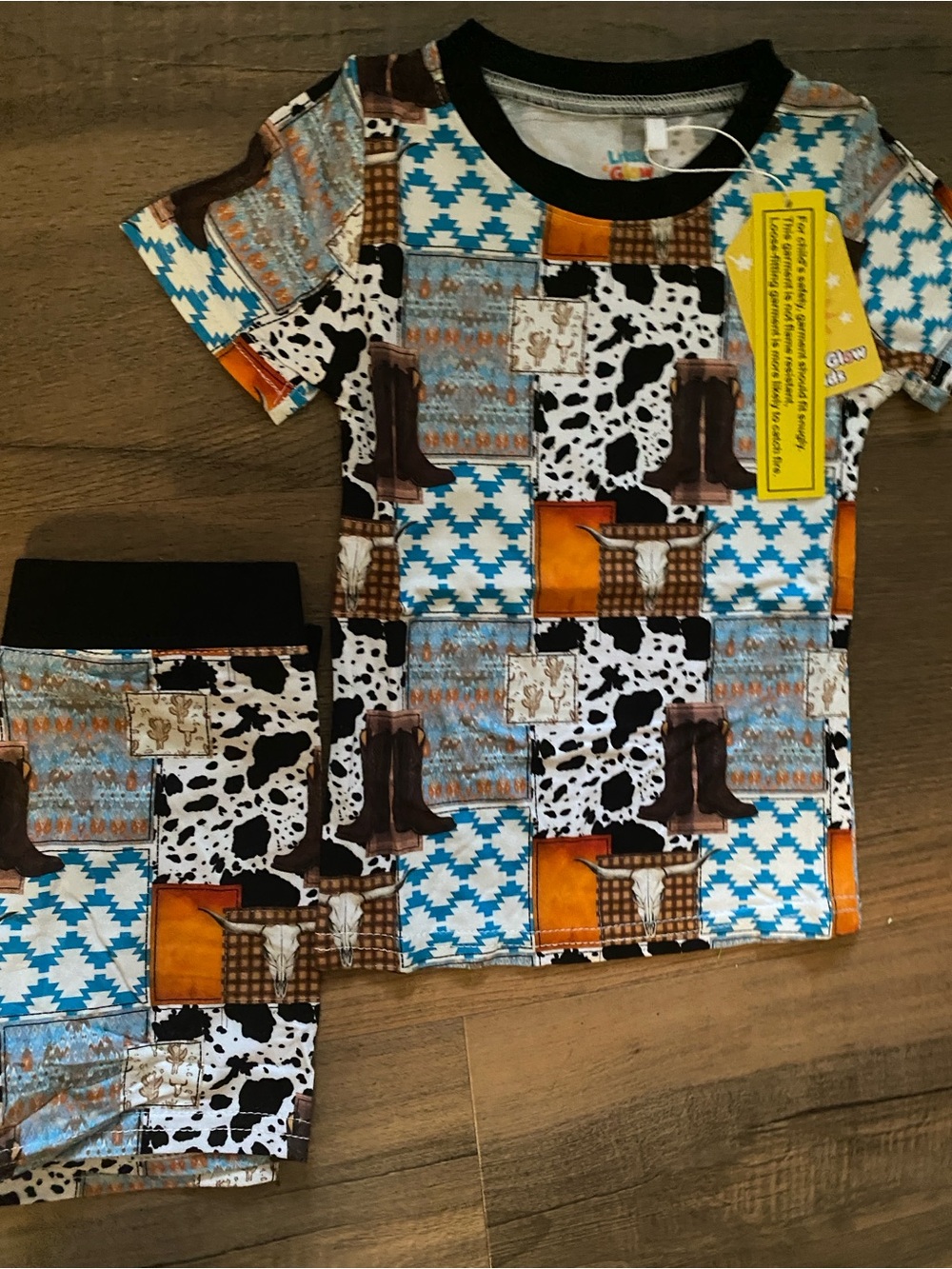 2t NWT western patchwork bamboo pajama short set